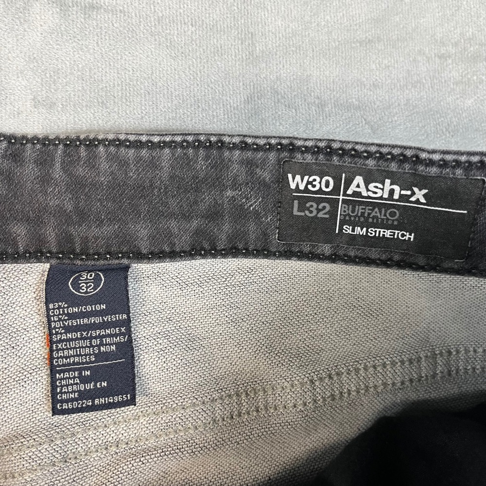Buffalo David Bitton Ash-X Slim Stretch Jeans Mens 30x32 Gray Faded - Picture 6 of 8